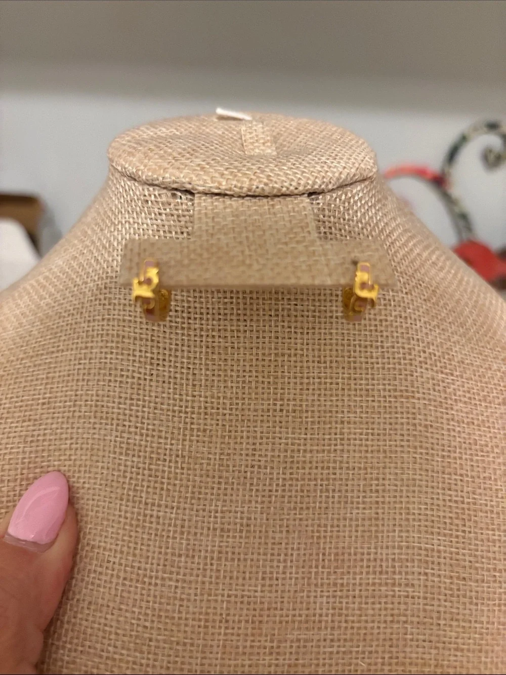 Tory Burch Gold Logo Huggie Hoop Earrings